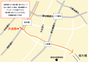 昭和通りから佃大橋へ抜けるルート